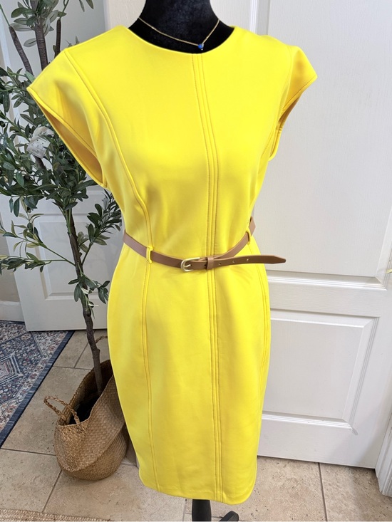 Calvin Klein Dresses & Skirts - Calvin Klein Yellow Cap-Sleeve Sheath Midi Dress
